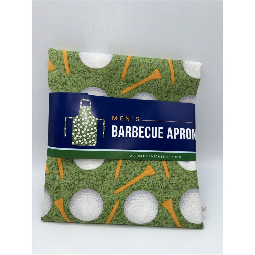 Men Golf Green Barbecue Cooking Grill Apron-Adj. Neck Strap Gift Fathers Day New